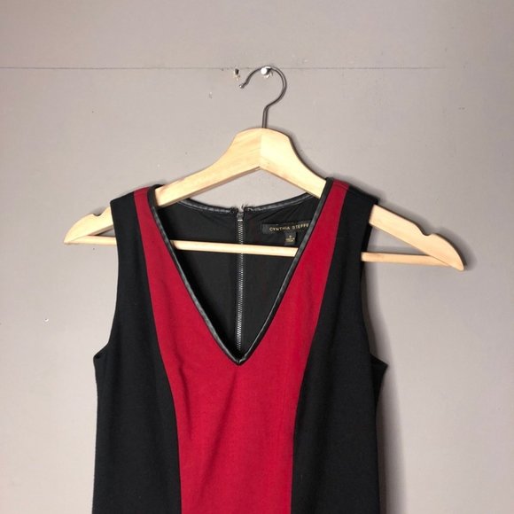 Cynthia Steffens black red sheath dress 0 - Picture 4 of 8